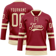 Charger l&#39;image dans la galerie, Custom Maroon Cream Hockey Lace Neck Jersey
