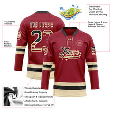 Charger l&#39;image dans la galerie, Custom Maroon Vintage USA Flag Cream-Black Hockey Lace Neck Jersey
