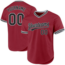 Load image into Gallery viewer, Custom Maroon Black-Gray Authentic Throwback Baseball Jersey
