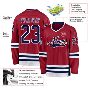 Custom Maroon Navy-White Hockey Jersey