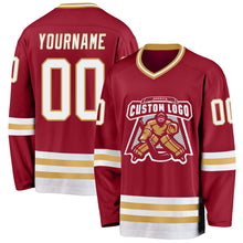 Charger l&#39;image dans la galerie, Custom Maroon White-Old Gold Hockey Jersey
