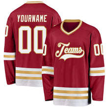 Charger l&#39;image dans la galerie, Custom Maroon White-Old Gold Hockey Jersey
