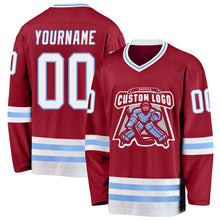 Charger l&#39;image dans la galerie, Custom Maroon White-Light Blue Hockey Jersey
