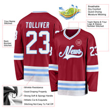 Charger l&#39;image dans la galerie, Custom Maroon White-Light Blue Hockey Jersey
