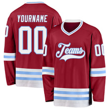 Charger l&#39;image dans la galerie, Custom Maroon White-Light Blue Hockey Jersey
