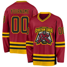 Charger l&#39;image dans la galerie, Custom Maroon Black-Gold Hockey Jersey
