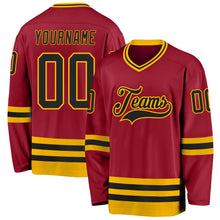 Charger l&#39;image dans la galerie, Custom Maroon Black-Gold Hockey Jersey
