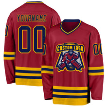 Charger l&#39;image dans la galerie, Custom Maroon Navy-Gold Hockey Jersey
