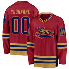 Charger l&#39;image dans la galerie, Custom Maroon Navy-Old Gold Hockey Jersey
