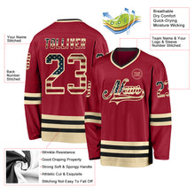 Charger l&#39;image dans la galerie, Custom Maroon Vintage USA Flag Cream-Black Hockey Jersey
