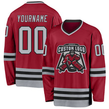 Laden Sie das Bild in den Galerie-Viewer, Custom Maroon Gray-Black Hockey Jersey
