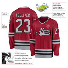 Laden Sie das Bild in den Galerie-Viewer, Custom Maroon Gray-Black Hockey Jersey
