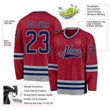 Charger l&#39;image dans la galerie, Custom Maroon Navy-Gray Hockey Jersey
