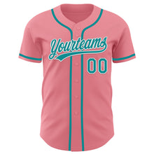 Загрузить изображение в средство просмотра галереи, Custom Medium Pink Teal-White Authentic Baseball Jersey
