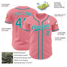 Загрузить изображение в средство просмотра галереи, Custom Medium Pink Teal-White Authentic Baseball Jersey
