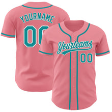 Загрузить изображение в средство просмотра галереи, Custom Medium Pink Teal-White Authentic Baseball Jersey
