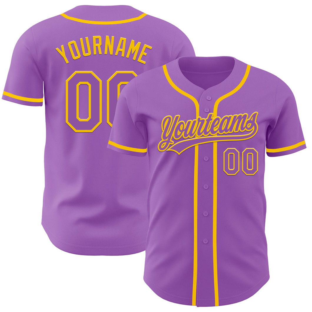 Custom Medium Purple Yellow Authentic Baseball Jersey