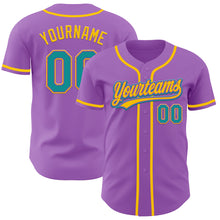 Charger l&#39;image dans la galerie, Custom Medium Purple Teal-Yellow Authentic Baseball Jersey
