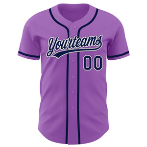 Custom Medium Purple Navy-White Authentic Baseball Jersey