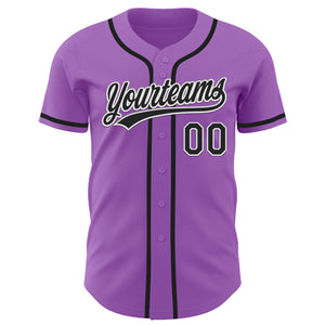 Custom Medium Purple Black-White Authentic Baseball Jersey