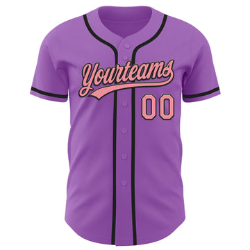 Custom Medium Purple Medium Pink-Black Authentic Baseball Jersey