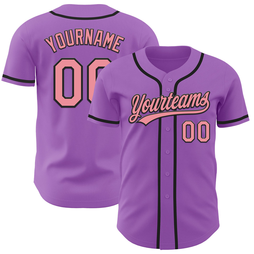 Custom Medium Purple Medium Pink-Black Authentic Baseball Jersey