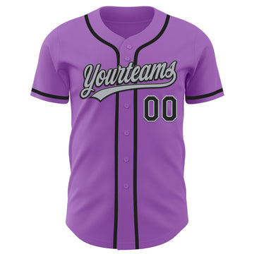 Custom Medium Purple Black-Gray Authentic Baseball Jersey