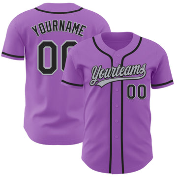 Custom Medium Purple Black-Gray Authentic Baseball Jersey