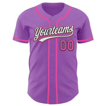 Custom Medium Purple Pink-Black Authentic Baseball Jersey