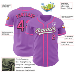 Custom Medium Purple Pink-Black Authentic Baseball Jersey