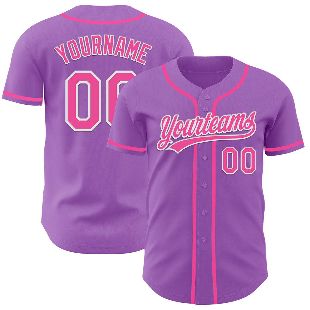 Custom Medium Purple Pink-White Authentic Baseball Jersey