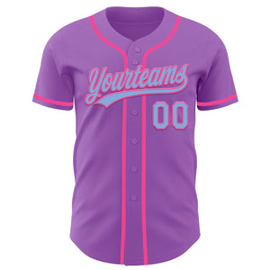 Custom Medium Purple Light Blue-Pink Authentic Baseball Jersey