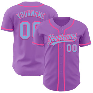 Custom Medium Purple Light Blue-Pink Authentic Baseball Jersey