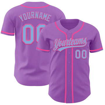 Custom Medium Purple Light Blue-Pink Authentic Baseball Jersey