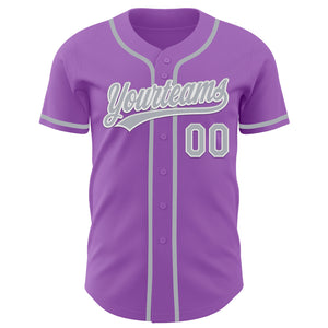 Custom Medium Purple Gray-White Authentic Baseball Jersey