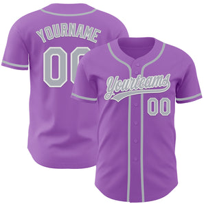 Custom Medium Purple Gray-White Authentic Baseball Jersey