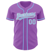 Charger l&#39;image dans la galerie, Custom Medium Purple Light Blue-White Authentic Baseball Jersey
