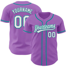 Charger l&#39;image dans la galerie, Custom Medium Purple White-Teal Authentic Baseball Jersey
