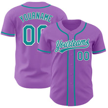 Charger l&#39;image dans la galerie, Custom Medium Purple Teal-White Authentic Baseball Jersey
