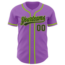 Charger l&#39;image dans la galerie, Custom Medium Purple Black-Neon Green Authentic Baseball Jersey
