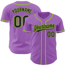 Charger l&#39;image dans la galerie, Custom Medium Purple Black-Neon Green Authentic Baseball Jersey
