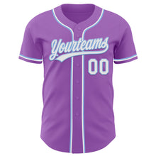 Charger l&#39;image dans la galerie, Custom Medium Purple White-Light Blue Authentic Baseball Jersey
