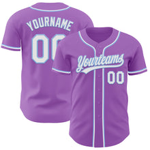 Charger l&#39;image dans la galerie, Custom Medium Purple White-Light Blue Authentic Baseball Jersey
