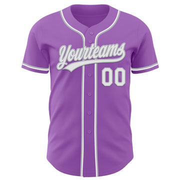 Custom Medium Purple White-Gray Authentic Baseball Jersey