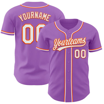 Custom Medium Purple White-Orange Authentic Baseball Jersey