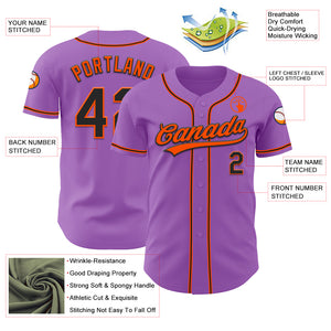 Custom Medium Purple Black-Orange Authentic Baseball Jersey