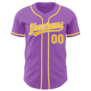 Custom Medium Purple Gold-White Authentic Baseball Jersey