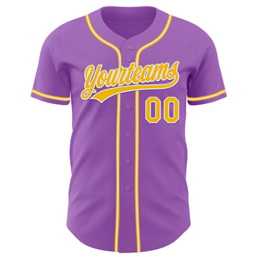 Custom Medium Purple Gold-White Authentic Baseball Jersey