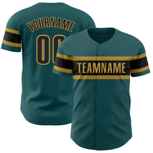 Charger l&#39;image dans la galerie, Custom Midnight Green Black-Old Gold Authentic Baseball Jersey
