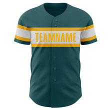 Charger l&#39;image dans la galerie, Custom Midnight Green White-Gold Authentic Baseball Jersey
